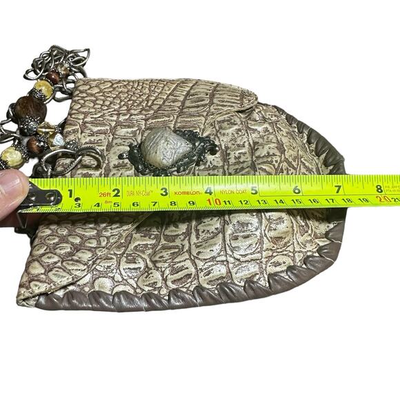 Maya Evangelista Handmade Alligator Leather Bag with Stone & Chain Detail - Picture 10 of 13